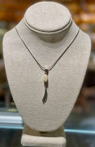 Elk Ivory Silver Feather Pendant