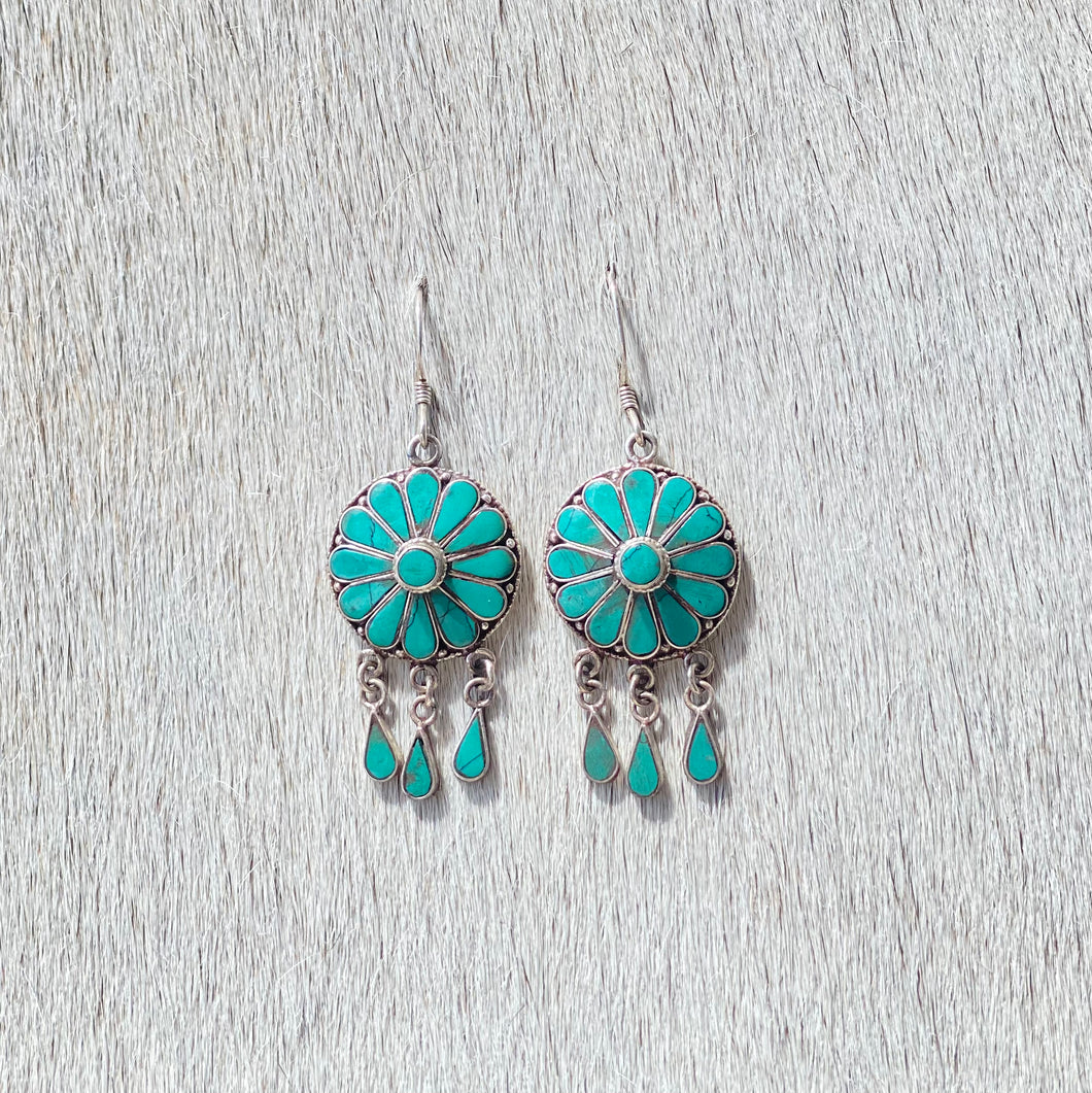 Turquoise Flower Drop earring