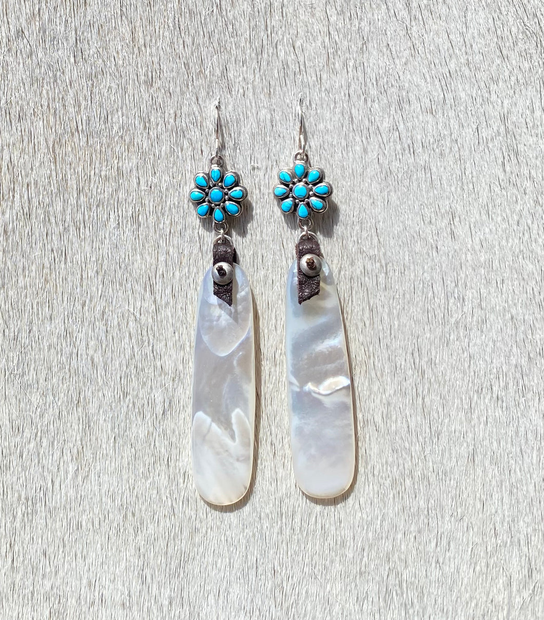 Turquoise Mother of Pearl Slab Earring