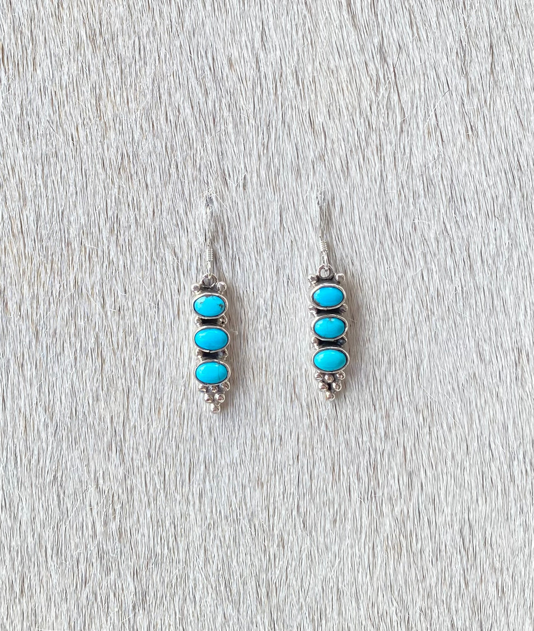 Turquoise Triple Stone Small Earring
