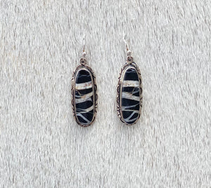 White Buffalo Oval Drop Earrings