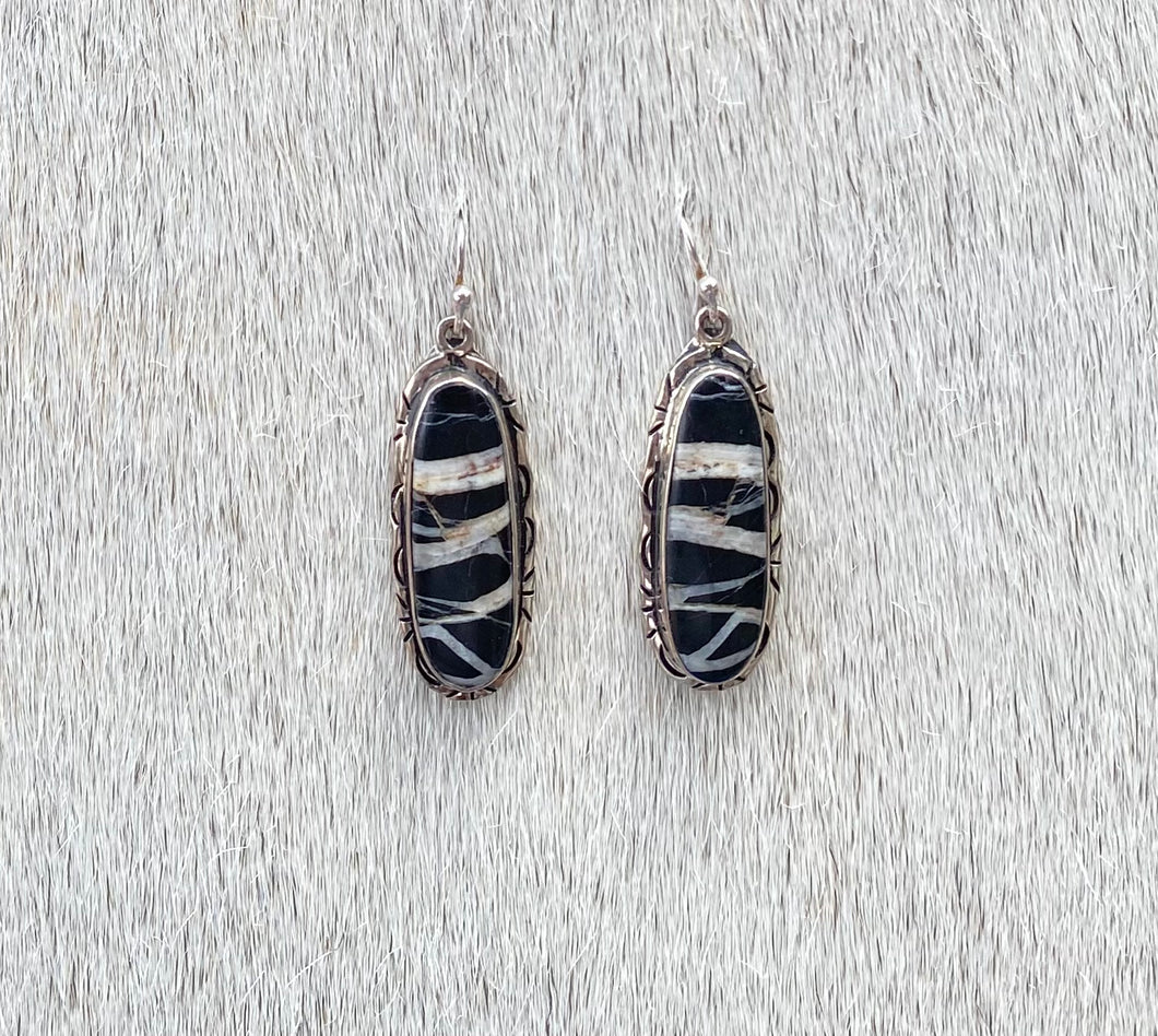 White Buffalo Oval Drop Earrings