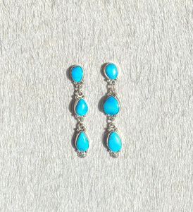 Turquoise Earrings 3 Stones