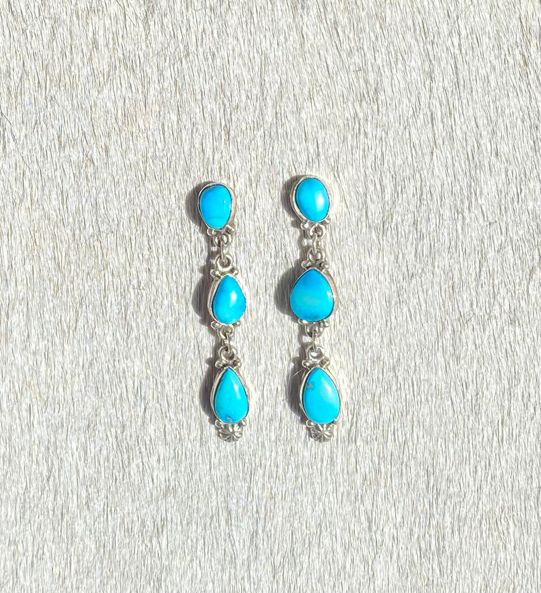 Turquoise Earrings 3 Stones