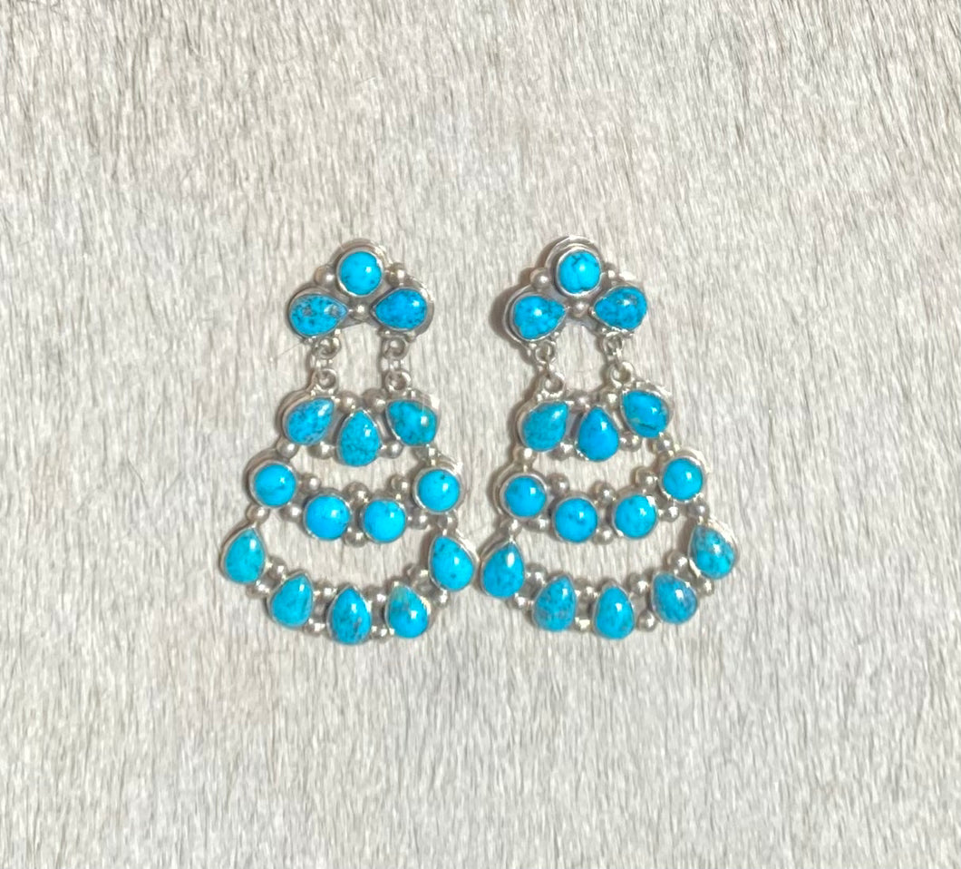 Turquoise Earrings Pyramid Drops