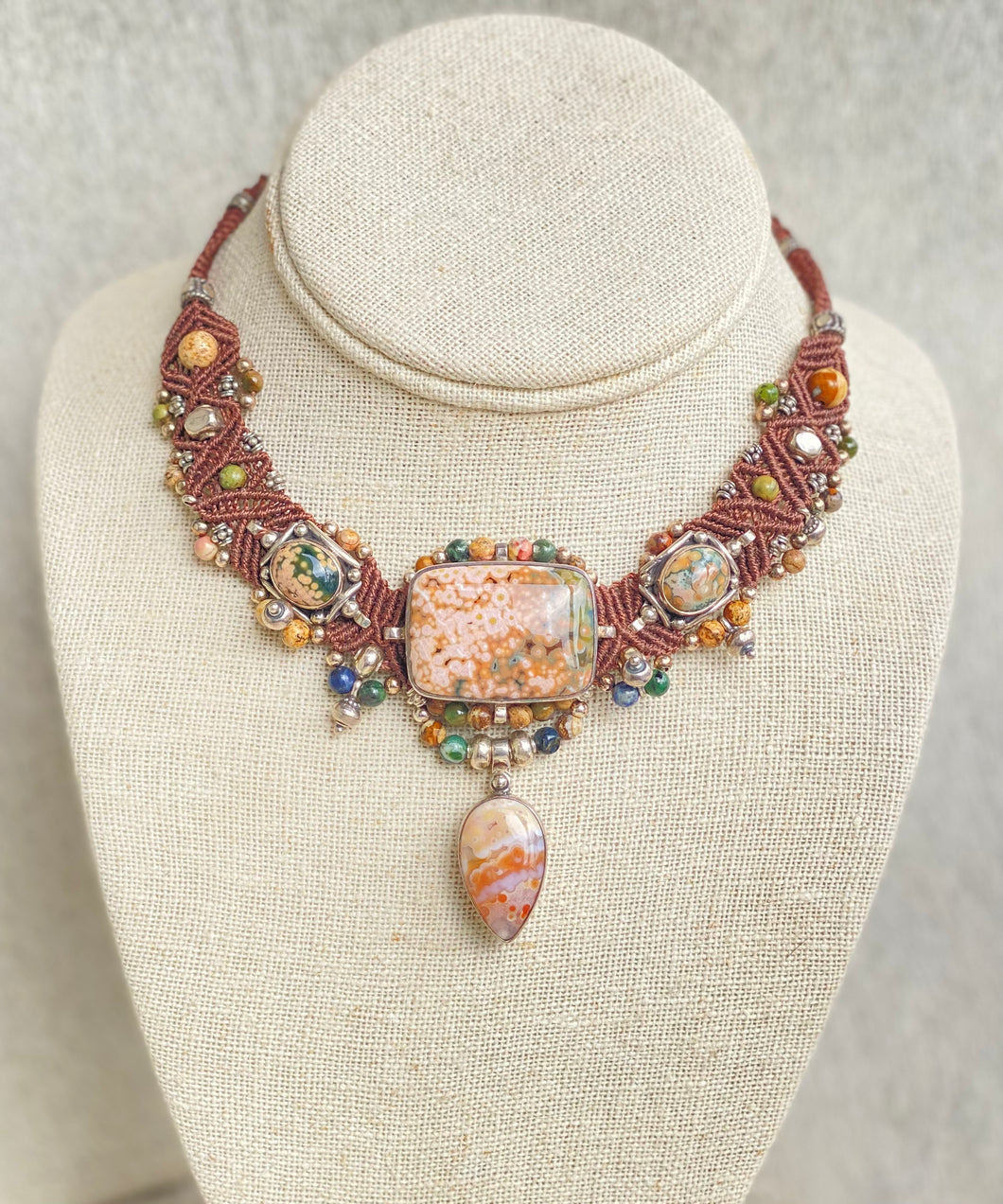 Brown Macramé Choker Ocean Jasper
