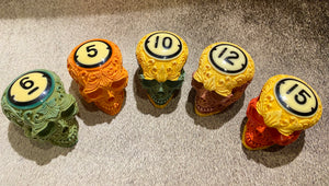 Carved Flower Pool Ball Skull #15
