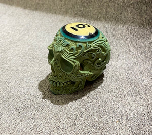 Carved Flower Pool Ball Skull #6