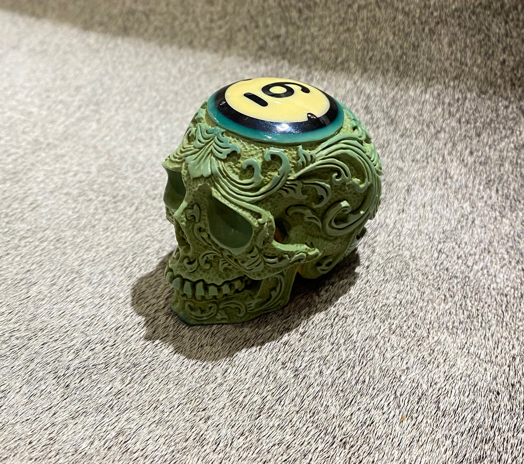Carved Flower Pool Ball Skull #6