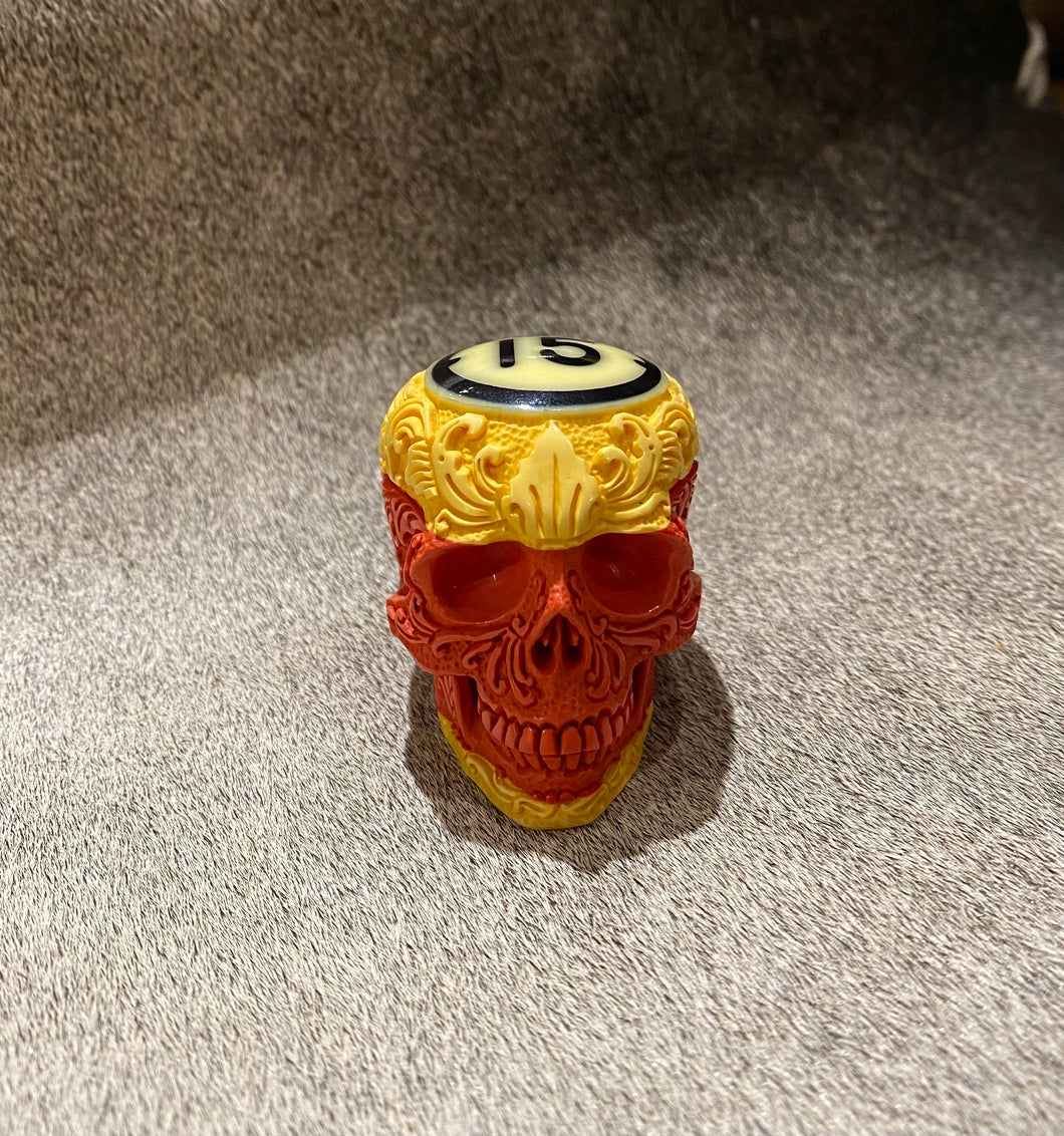 Carved Flower Pool Ball Skull #15