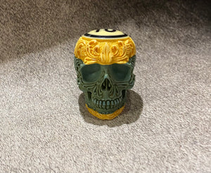 Carved Flower Pool Ball Skull #10