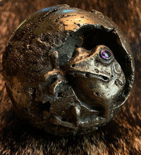 Load image into Gallery viewer, Pyrite Ball / Frog with Amethyst eyes
