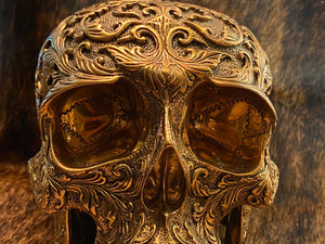 Bronze Floral Life Sized Skull
