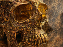 Load image into Gallery viewer, Bronze Floral Life Sized Skull
