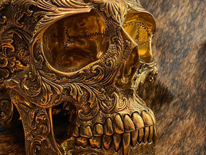 Bronze Floral Life Sized Skull