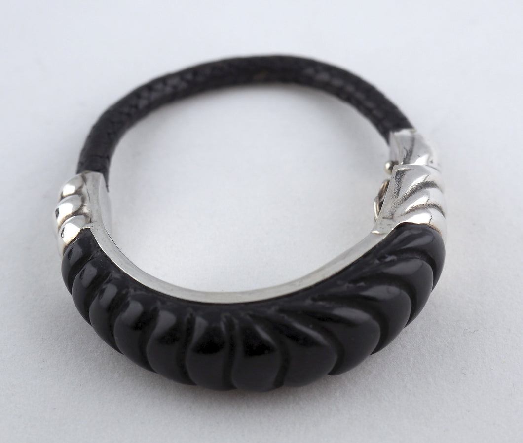 Hand-crafted Black Jet & Silver Bracelet