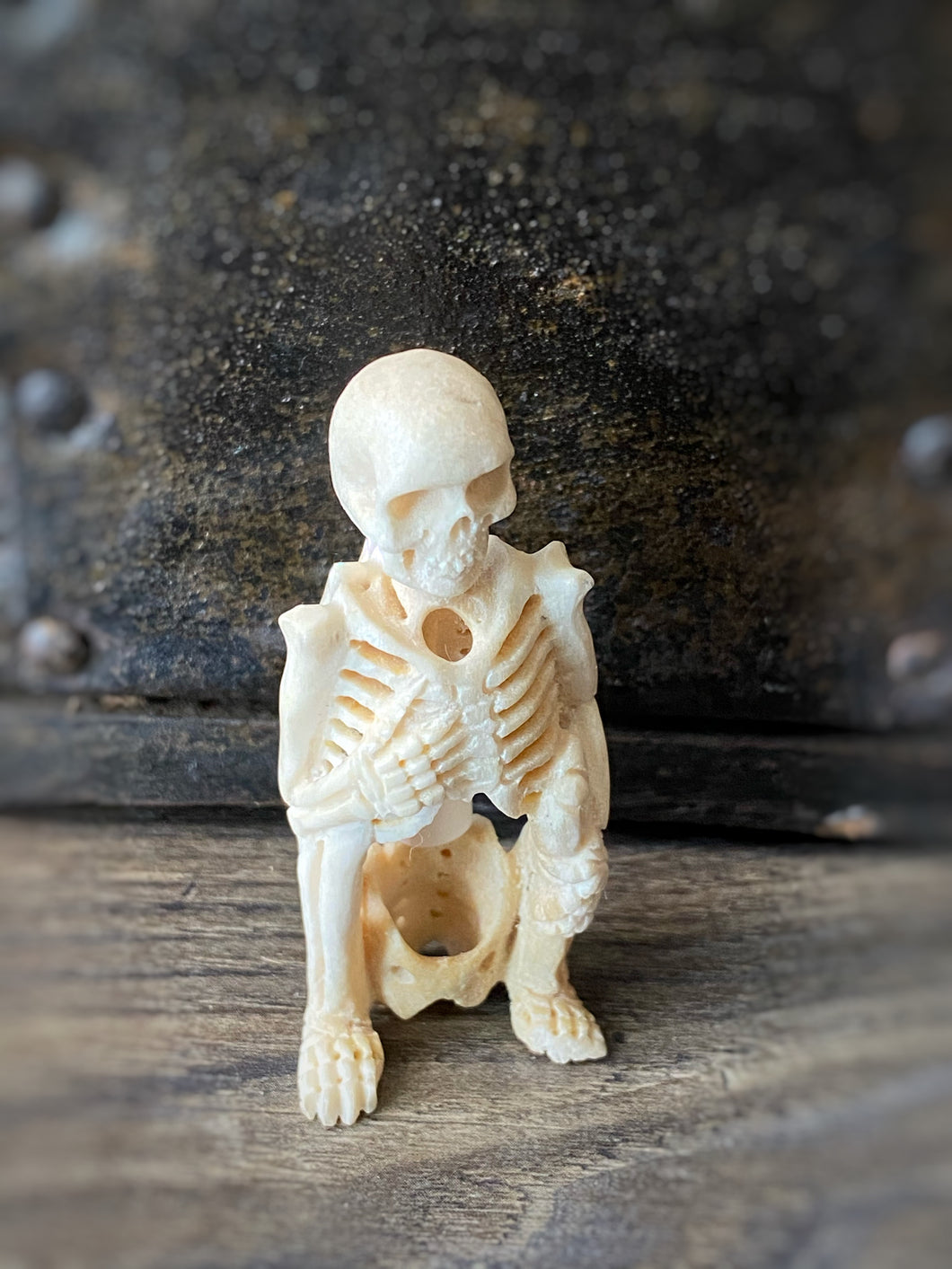XS Carved Antler Yoga Skeleton B1 (w)